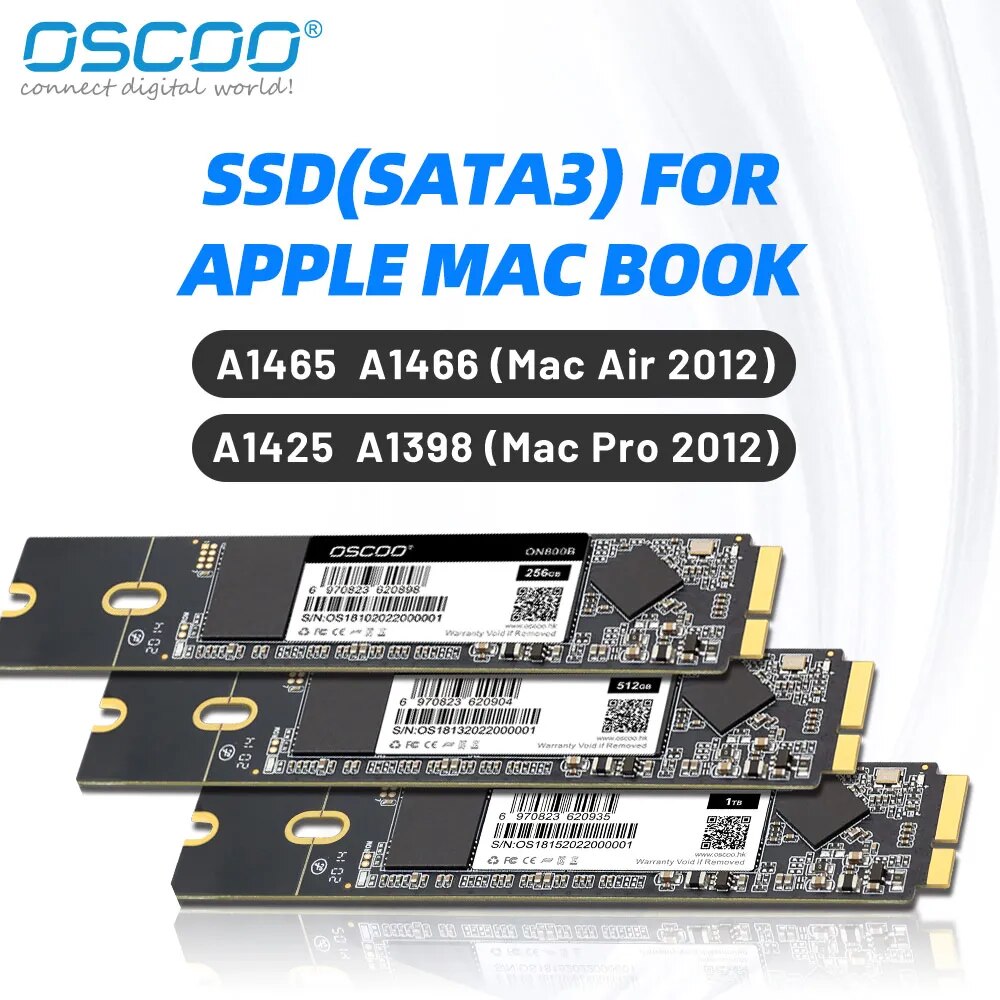 Oscoo SSD 128GB 256GB 512GB 1T, 맥북 에어 2012 A1465 A1466 SSD 하드 디스크, 맥북 프로 2012 A1398 A1425 애플 SSD용